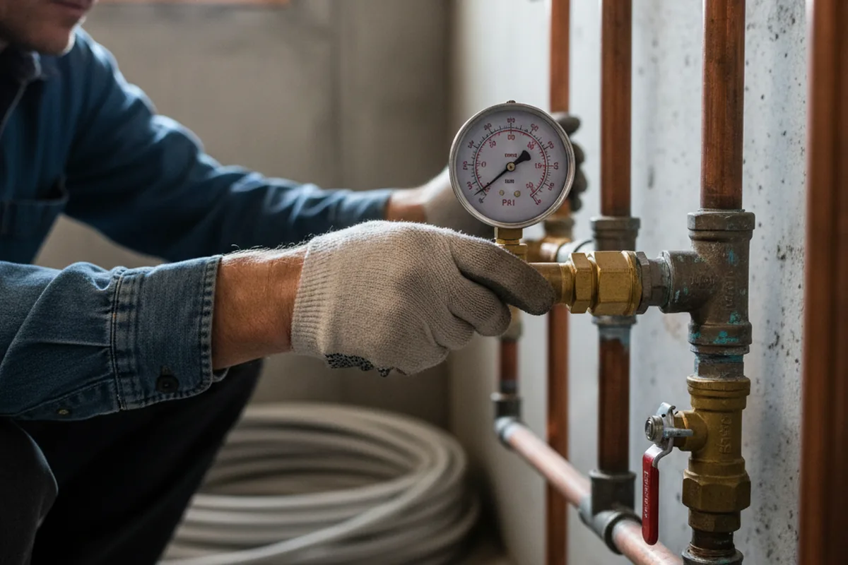 Pressure testing a repaired line during Water Line Repair in Pawling